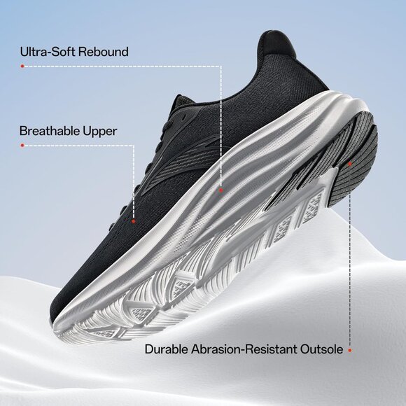 Men’s Comfortable Running Trainers Jogging Walking Athletic Black White Shoes main image 5